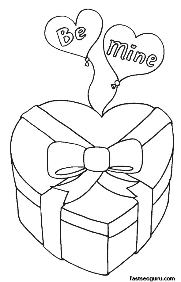Valentine Candy Box Coloring Page